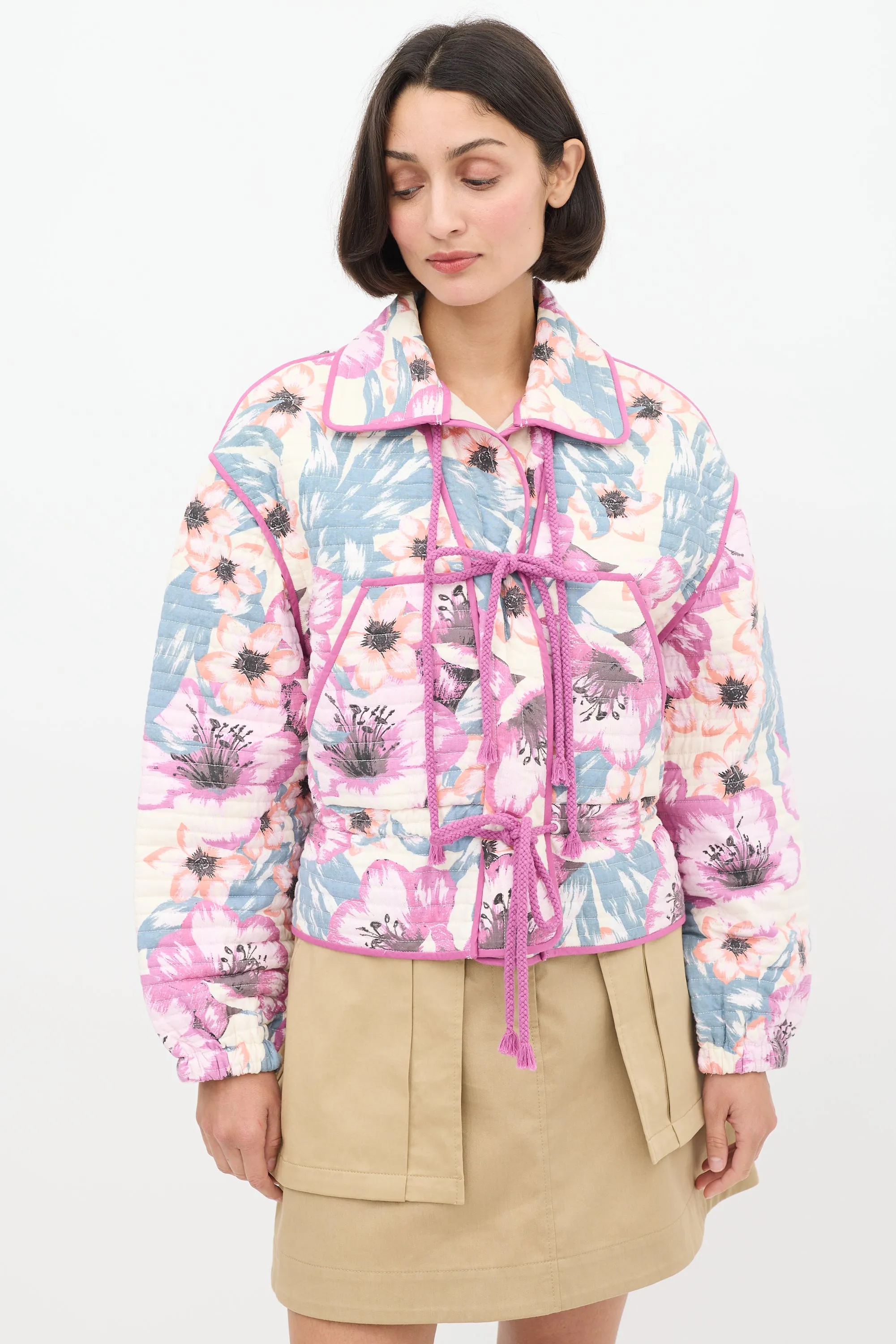 Purple & Multicolour Floral Haines Quilted Jacket