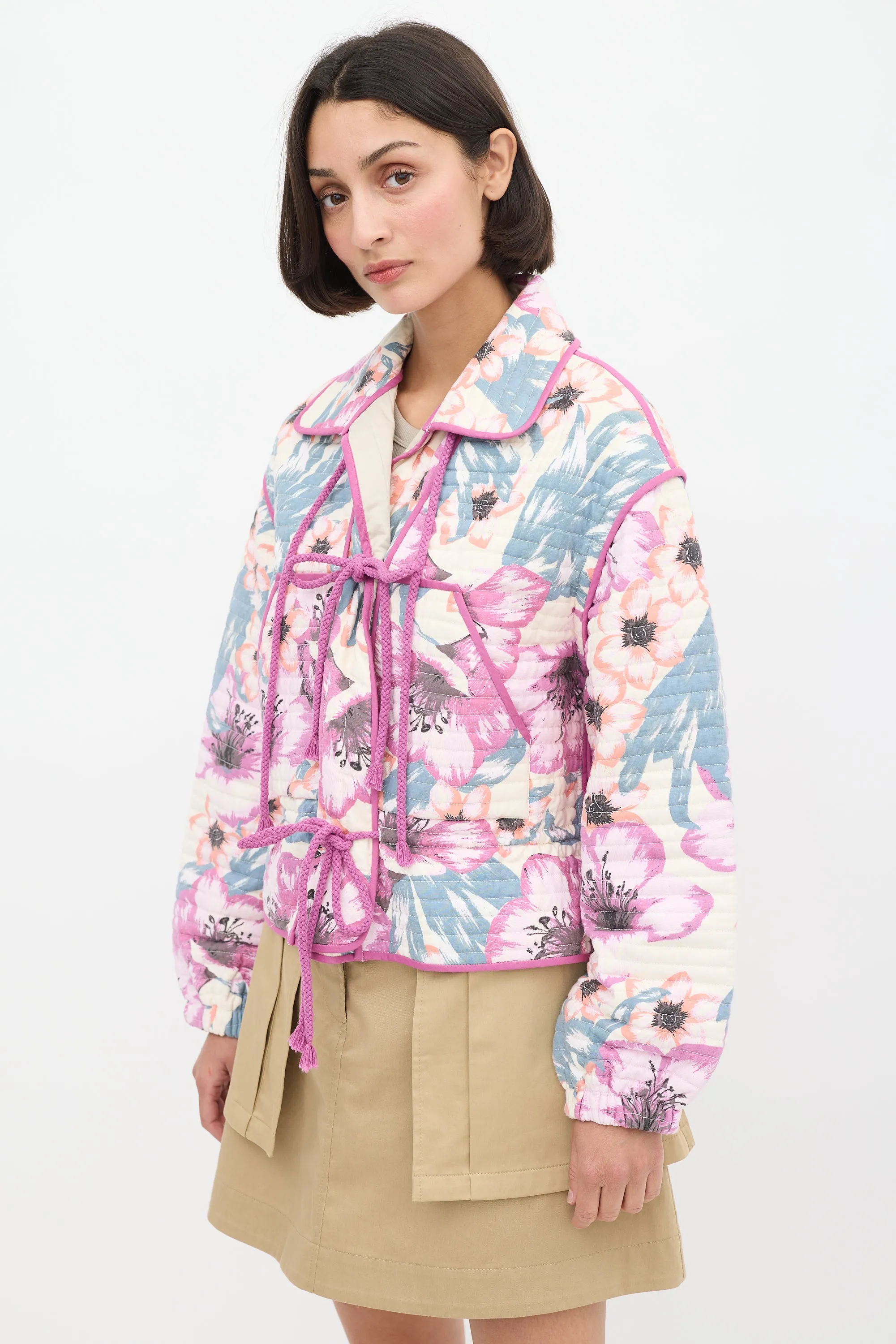 Purple & Multicolour Floral Haines Quilted Jacket