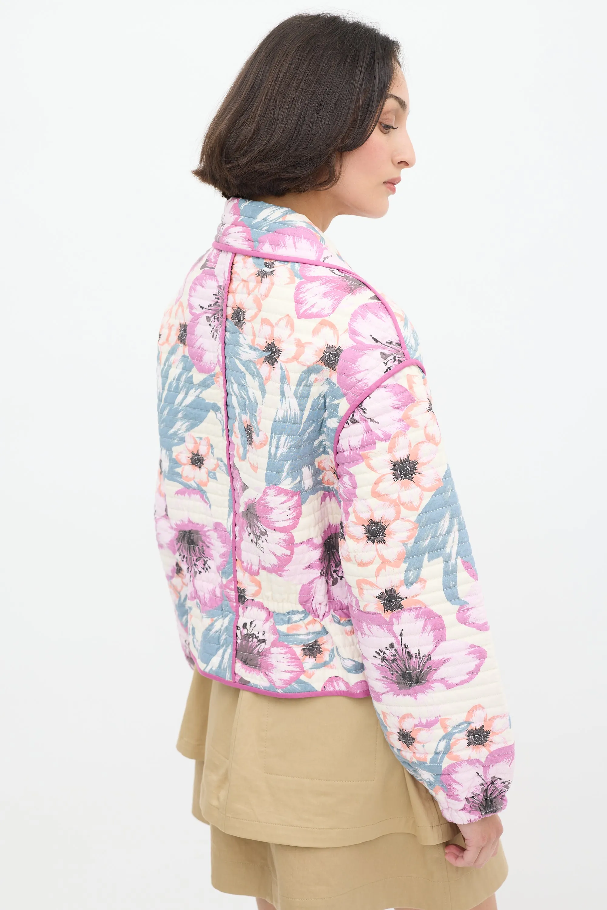 Purple & Multicolour Floral Haines Quilted Jacket