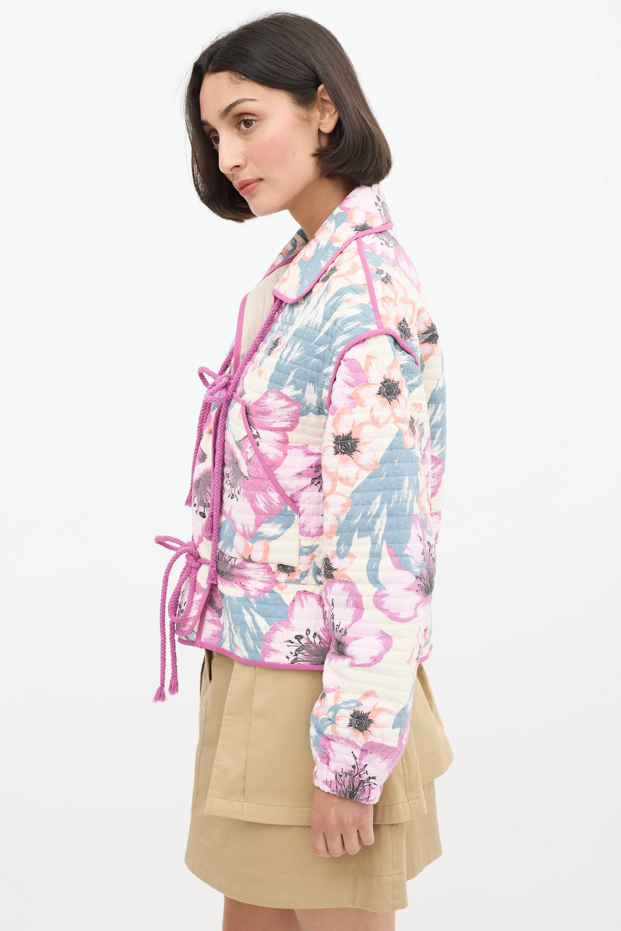 Purple & Multicolour Floral Haines Quilted Jacket