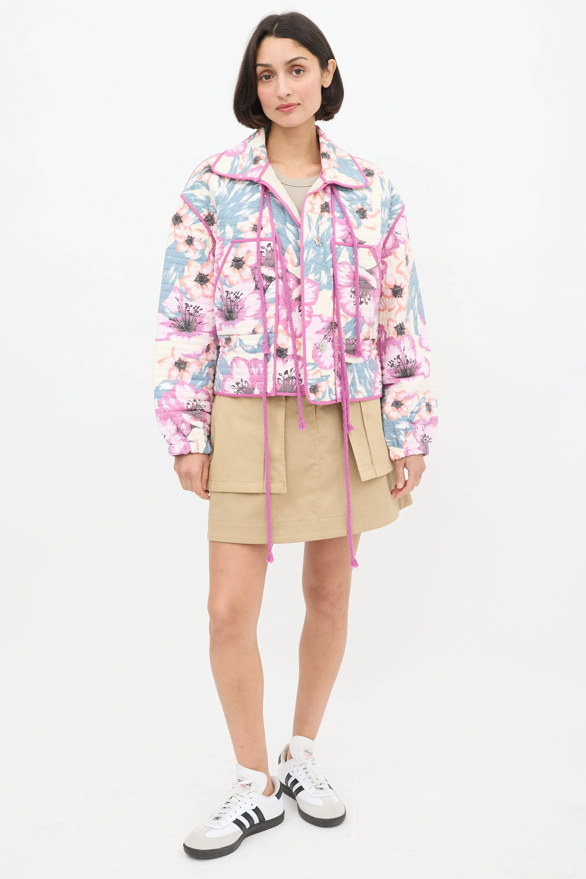 Purple & Multicolour Floral Haines Quilted Jacket