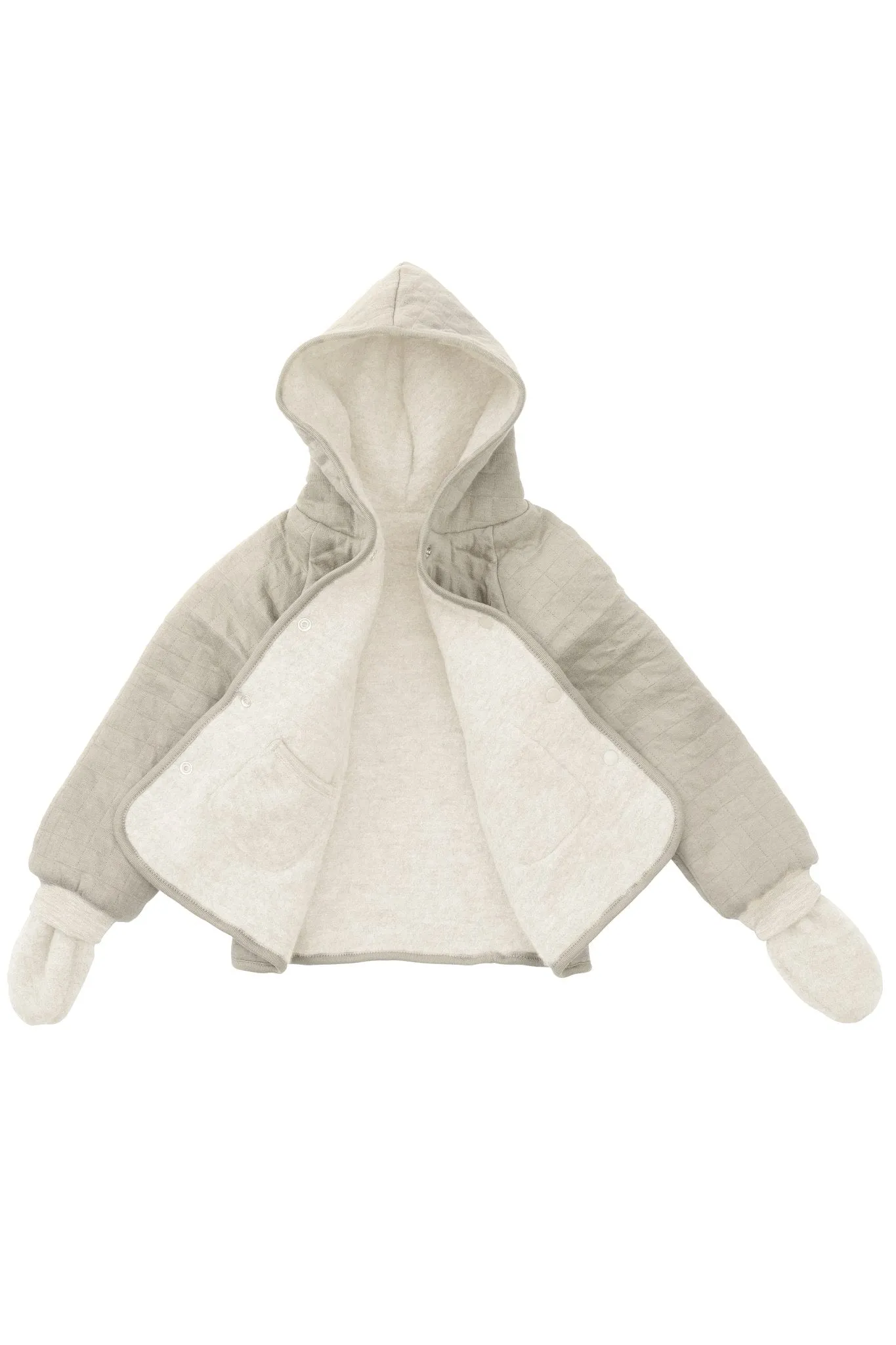 QUILTED REVERSIBLE  JACKET WITH HOODIE - NOUGAT