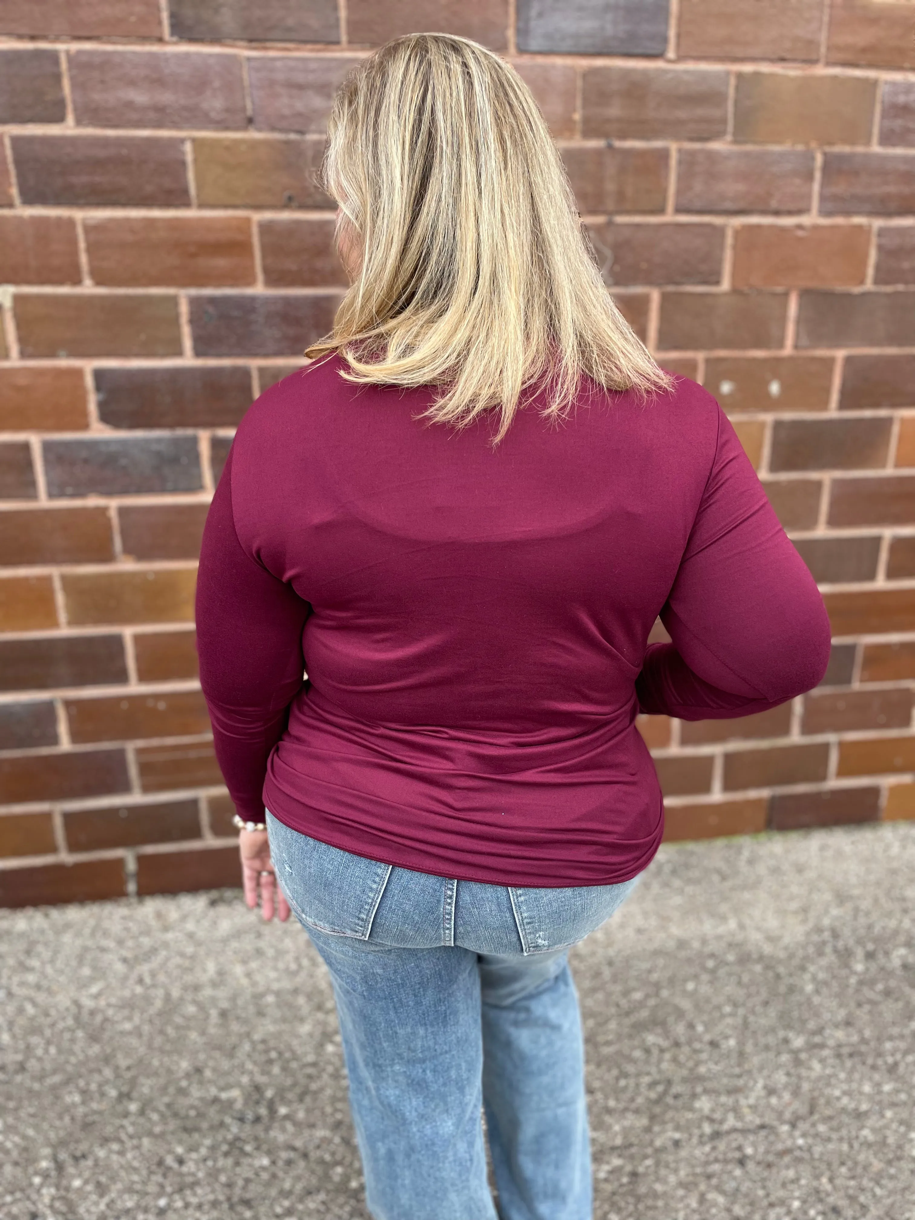 Rounded Bottom Solid Basic Long Sleeve Top - Assorted Colors