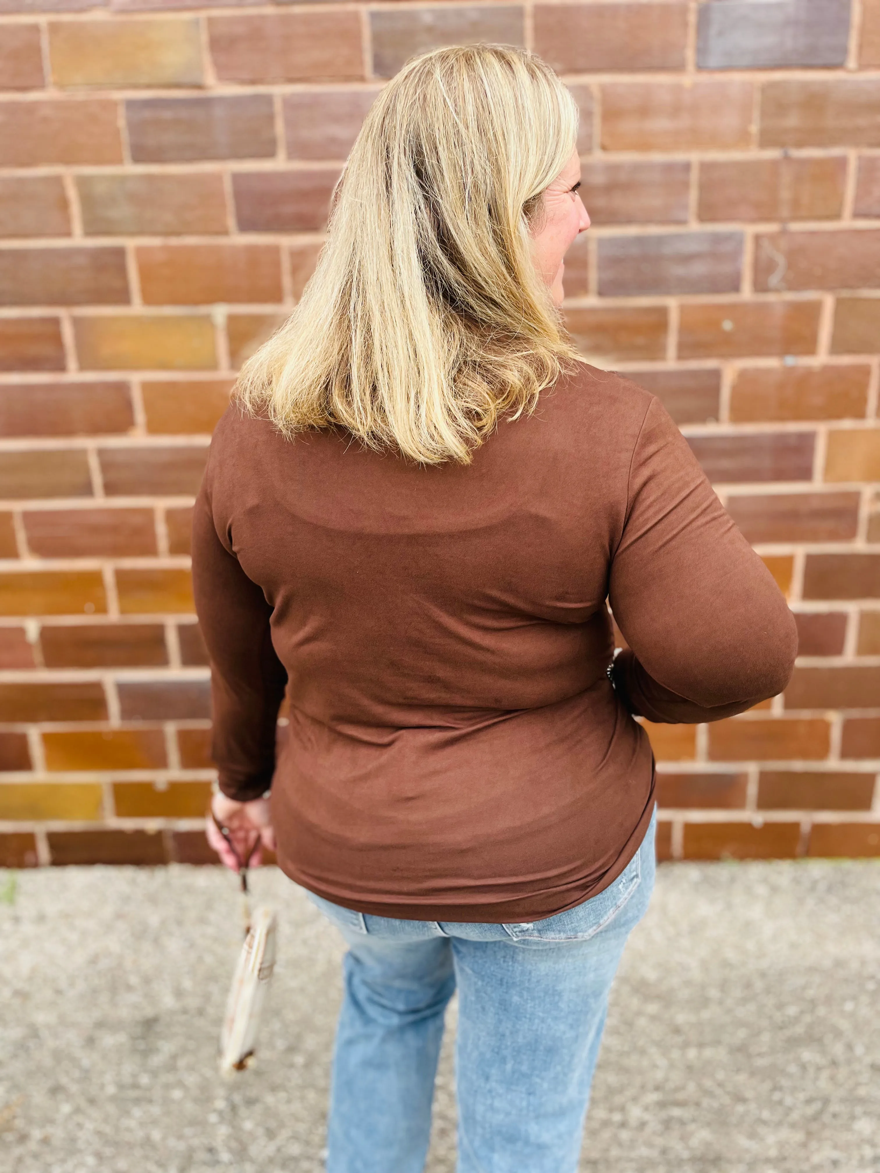 Rounded Bottom Solid Basic Long Sleeve Top - Assorted Colors