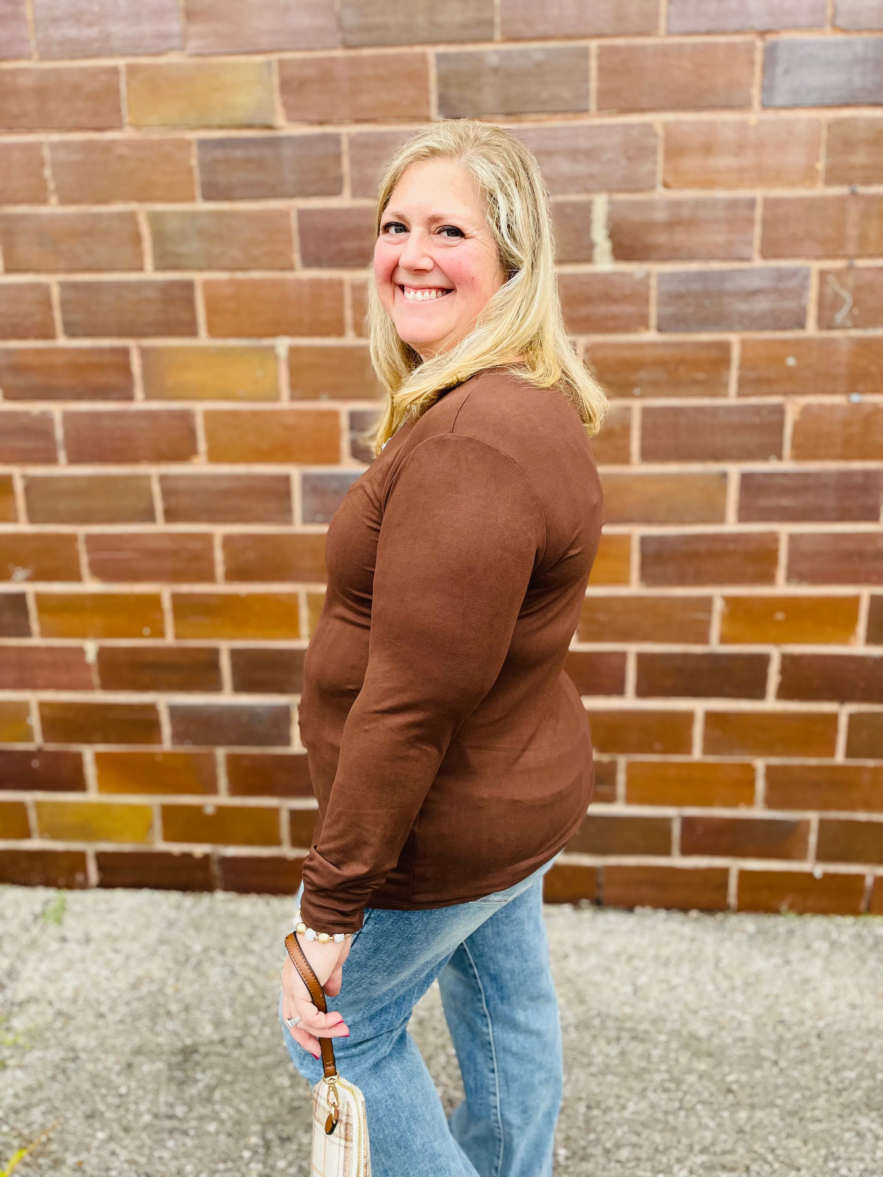Rounded Bottom Solid Basic Long Sleeve Top - Assorted Colors