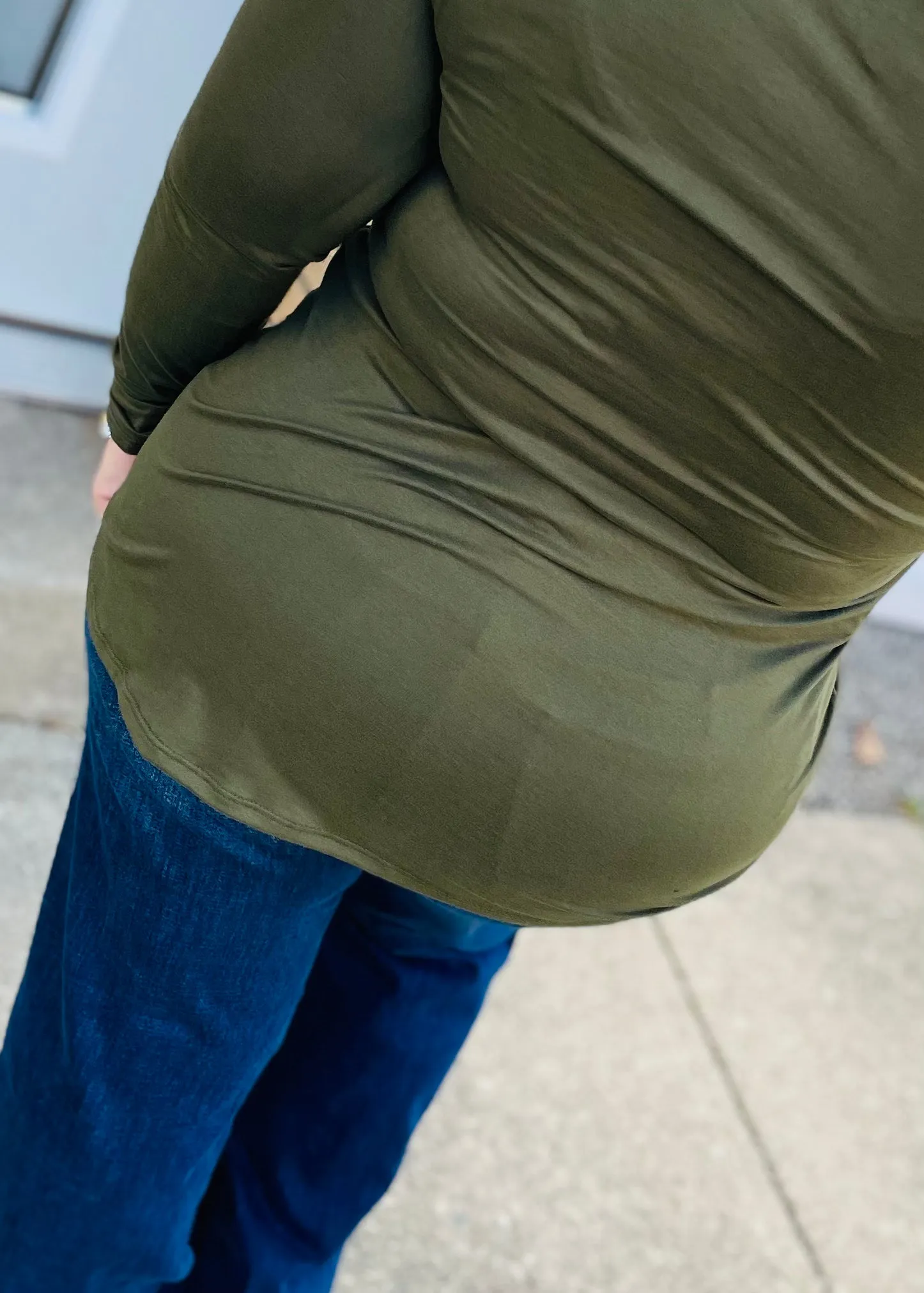 Rounded Bottom Solid Basic Long Sleeve Top - Assorted Colors