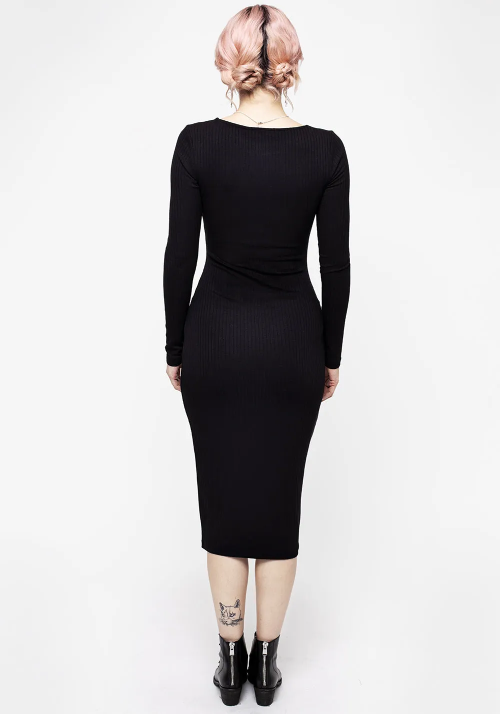Roxanne Cut Out Ribbed Bodycon Midi Dress