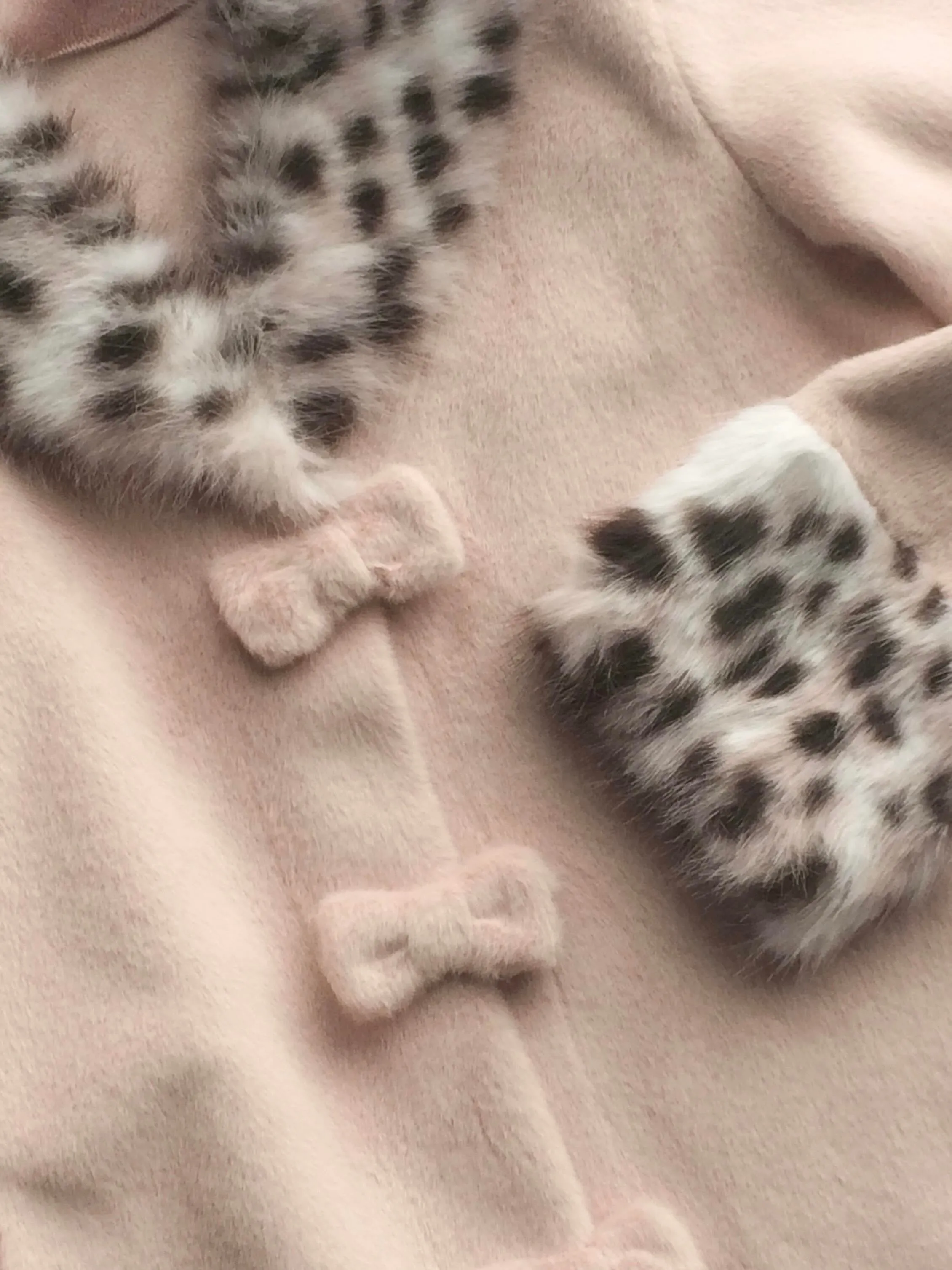 Sic Astra Coquette Kitty Pastel Pink Faux Fur Coat