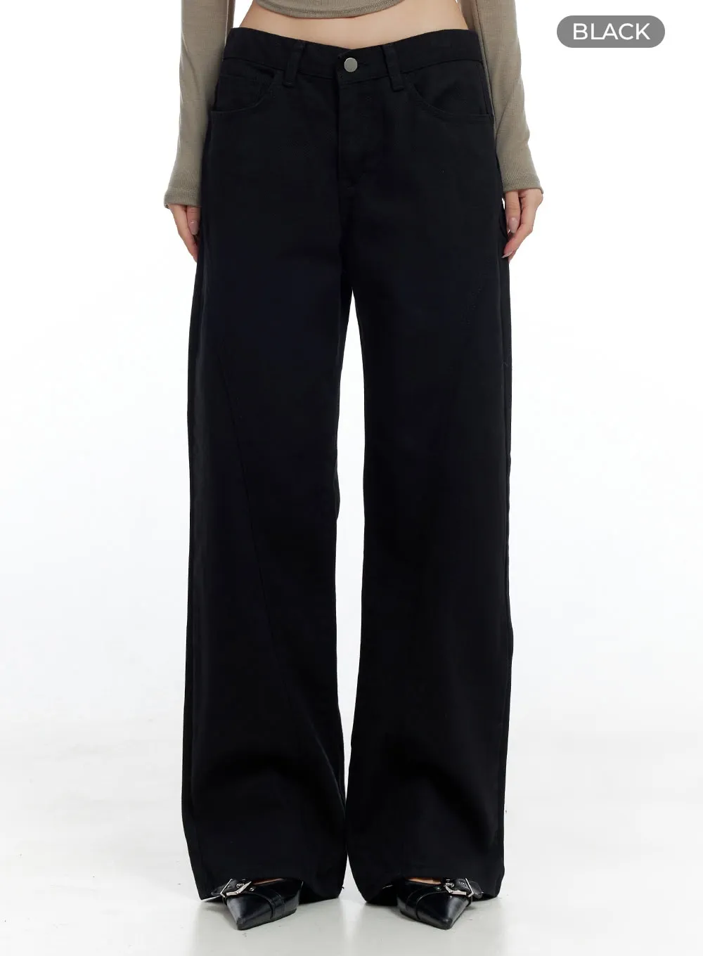 Solid Cotton Semi-Wide Pants CO425