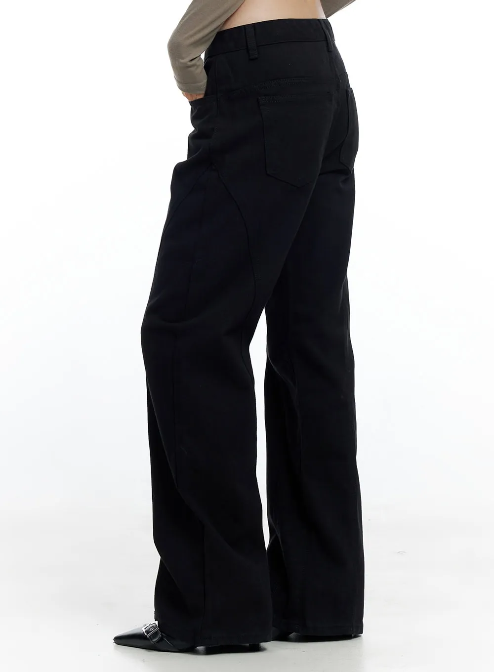 Solid Cotton Semi-Wide Pants CO425