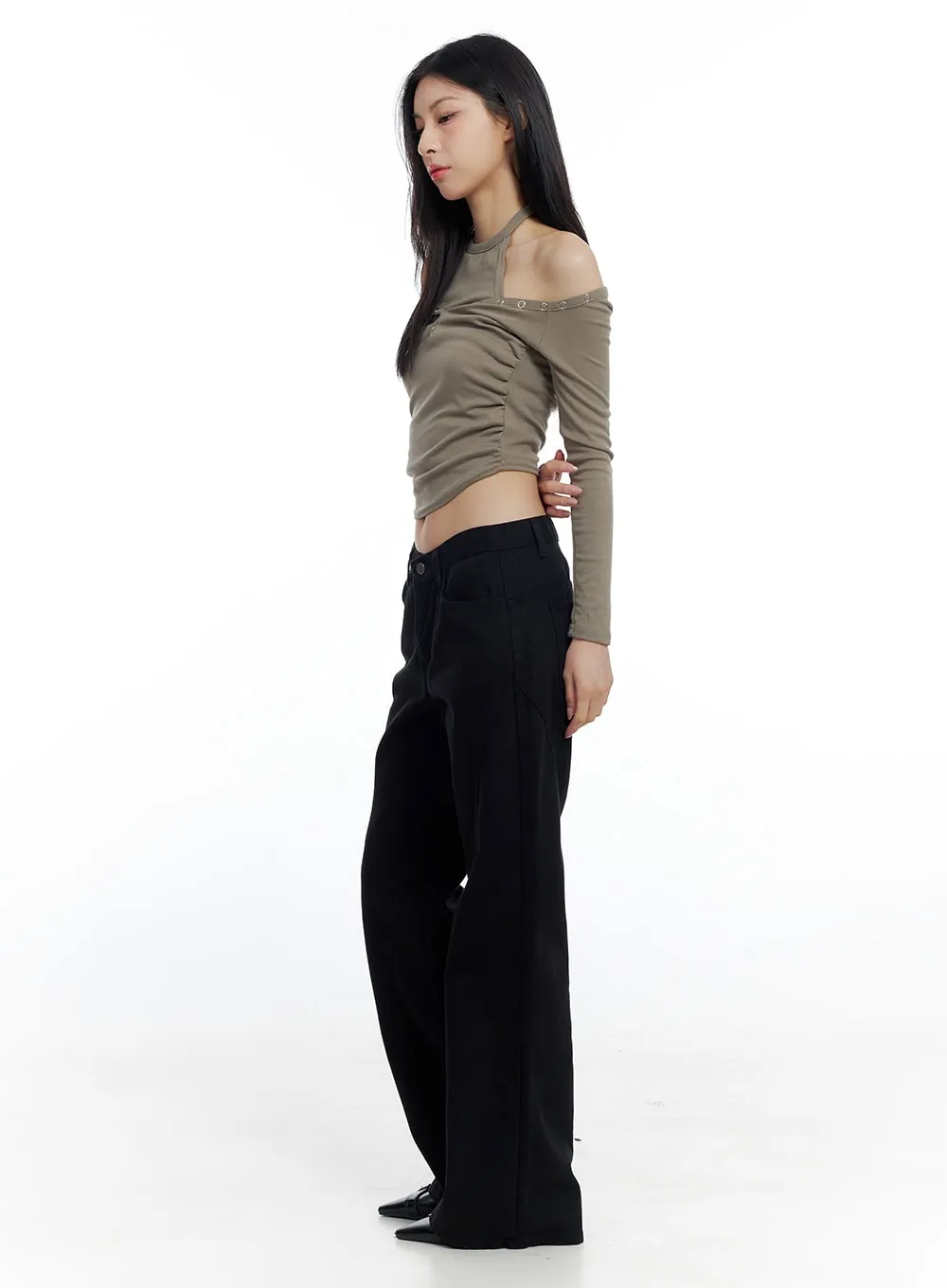 Solid Cotton Semi-Wide Pants CO425