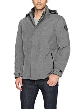Tommy Hilfiger Men's 3-in-1 Soft Shell Jacket with Hooded Puffer Insert, Heather Grey, Small