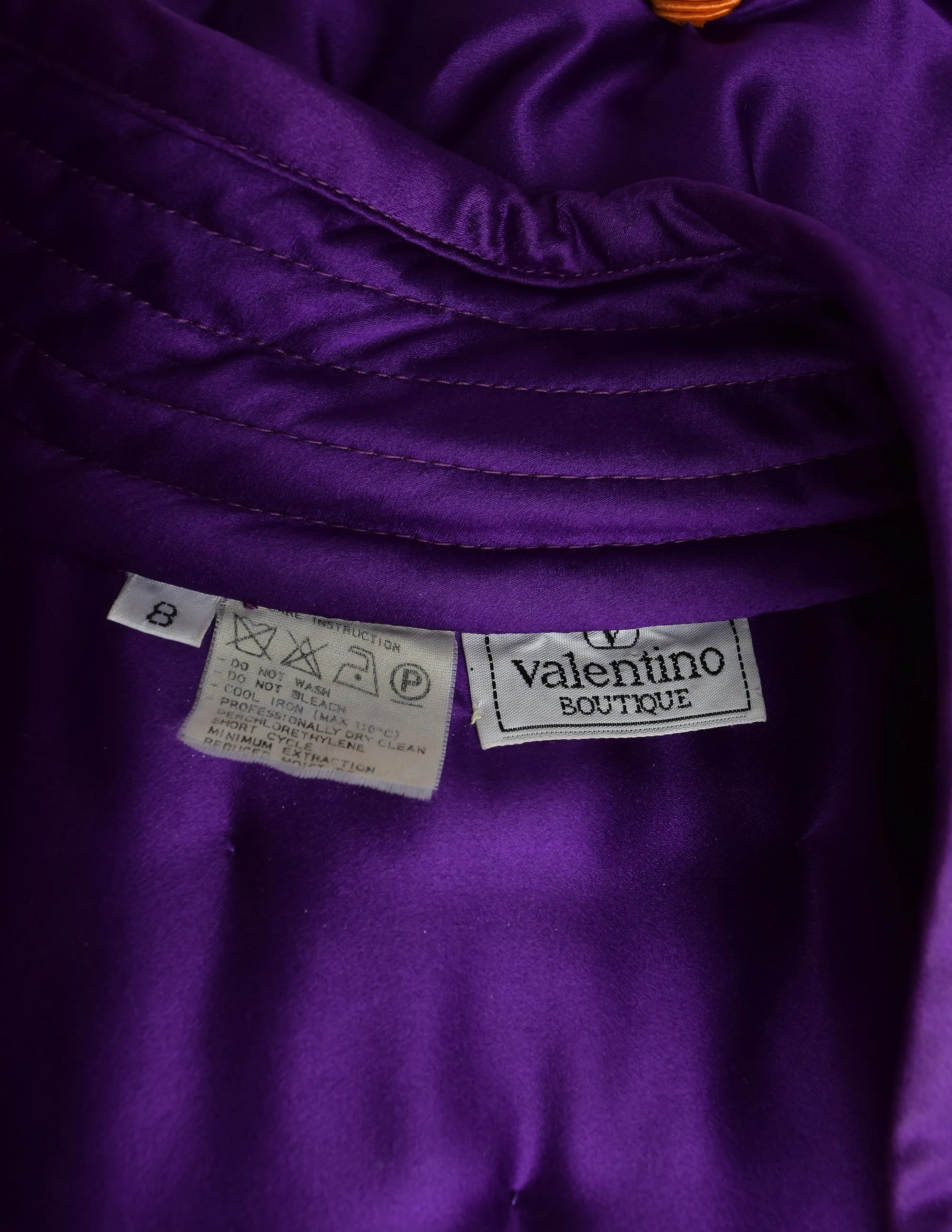 Valentino Vintage AW 1989 Purple Orange Silk Satin Tufted Embellished Jacket