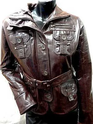 WOMEN'S LEATHER MILITARY STYLE GENUINE BUFFALO LEATHER JACKET GREAT PRICE