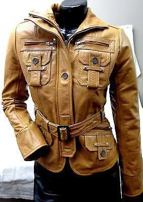 WOMEN'S LEATHER MILITARY STYLE GENUINE BUFFALO LEATHER JACKET GREAT PRICE