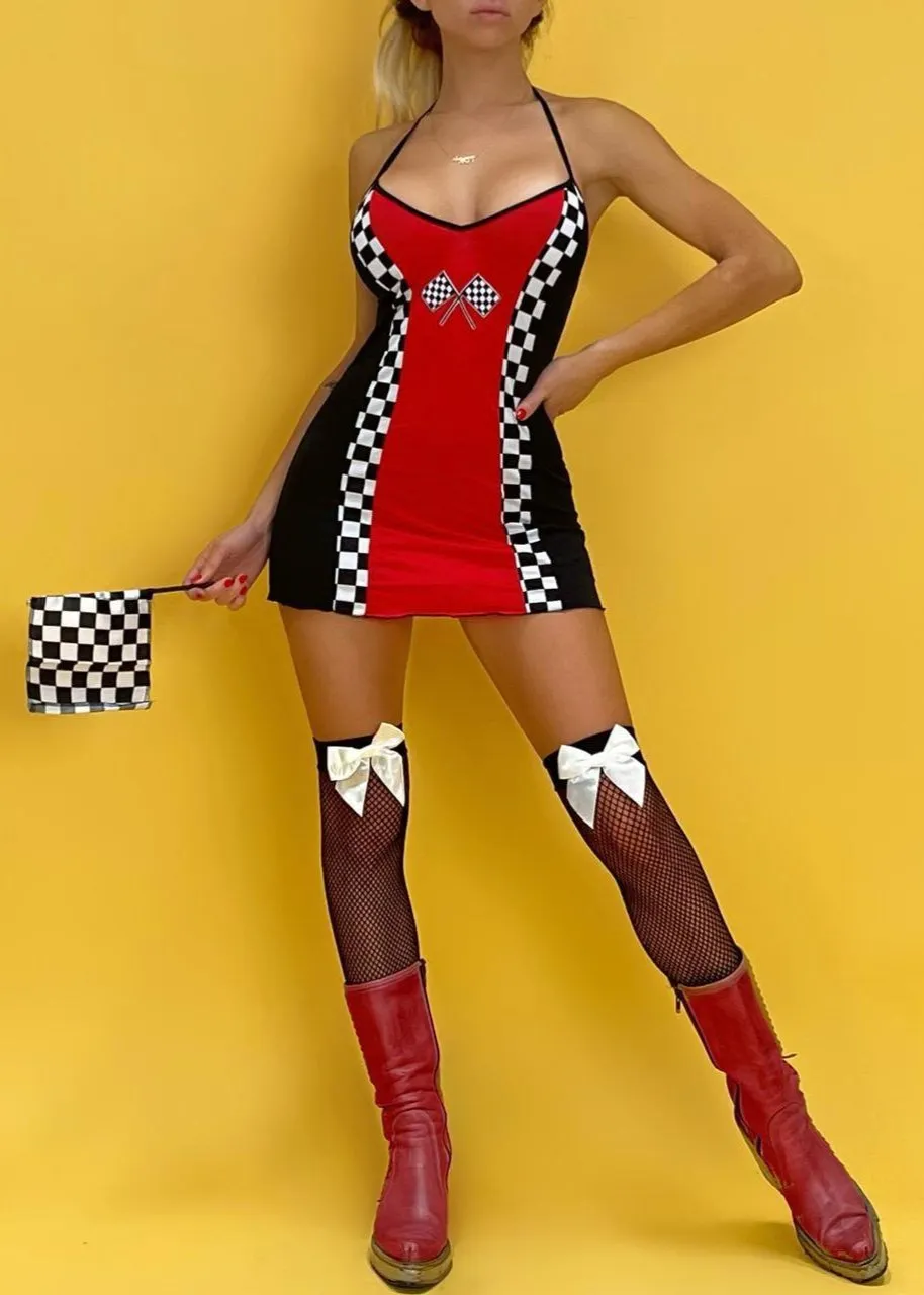 XS Y2K NASCAR Mini Dress Costume Set | Sexy Cosplay
